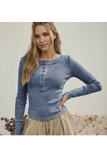Blu pepper Washed ribbed henley top