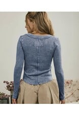 Blu pepper Washed ribbed henley top