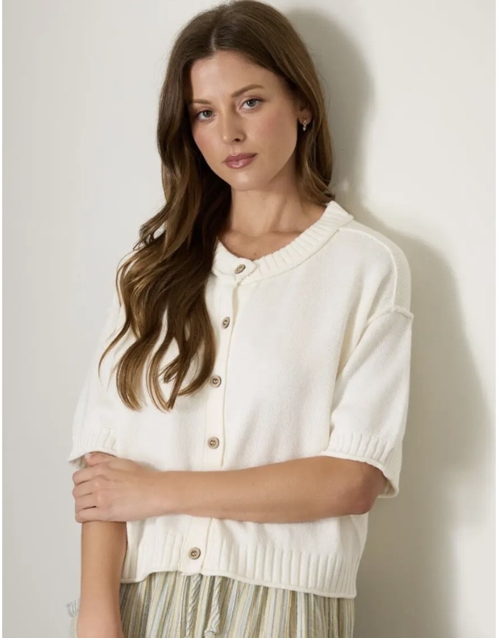 Blu pepper Raw Edge Knit s/s Cardigan