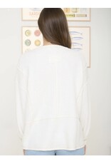Blu pepper Split Neck Raw Edge l/s Ribbed Knit