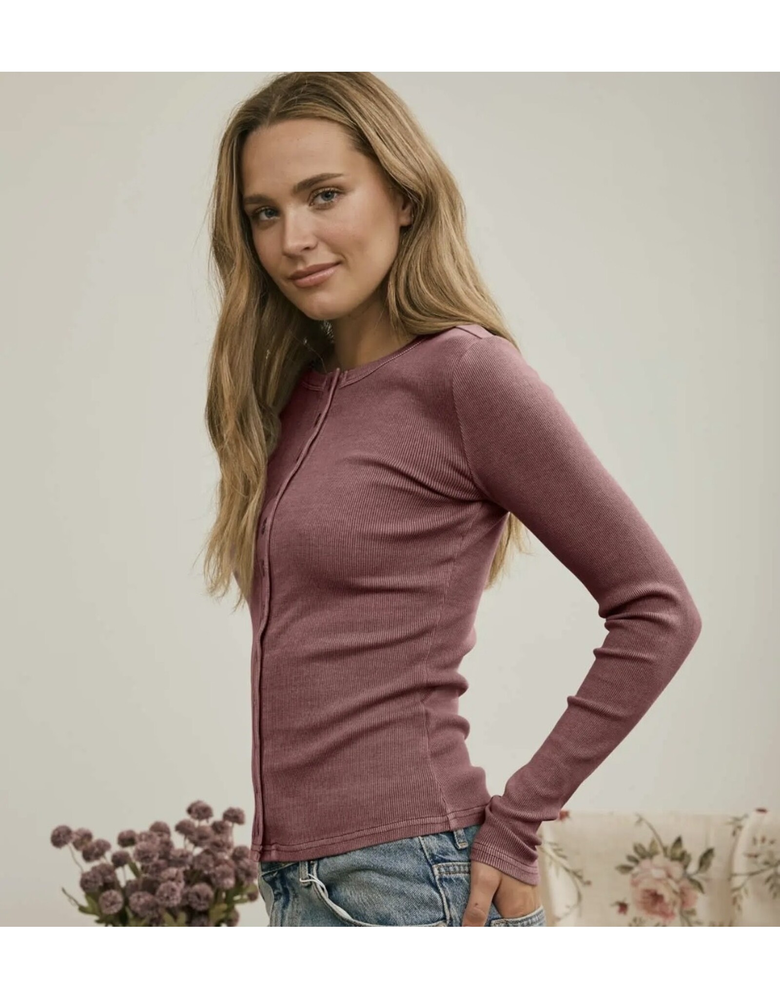 Button Front l/s Knit Top