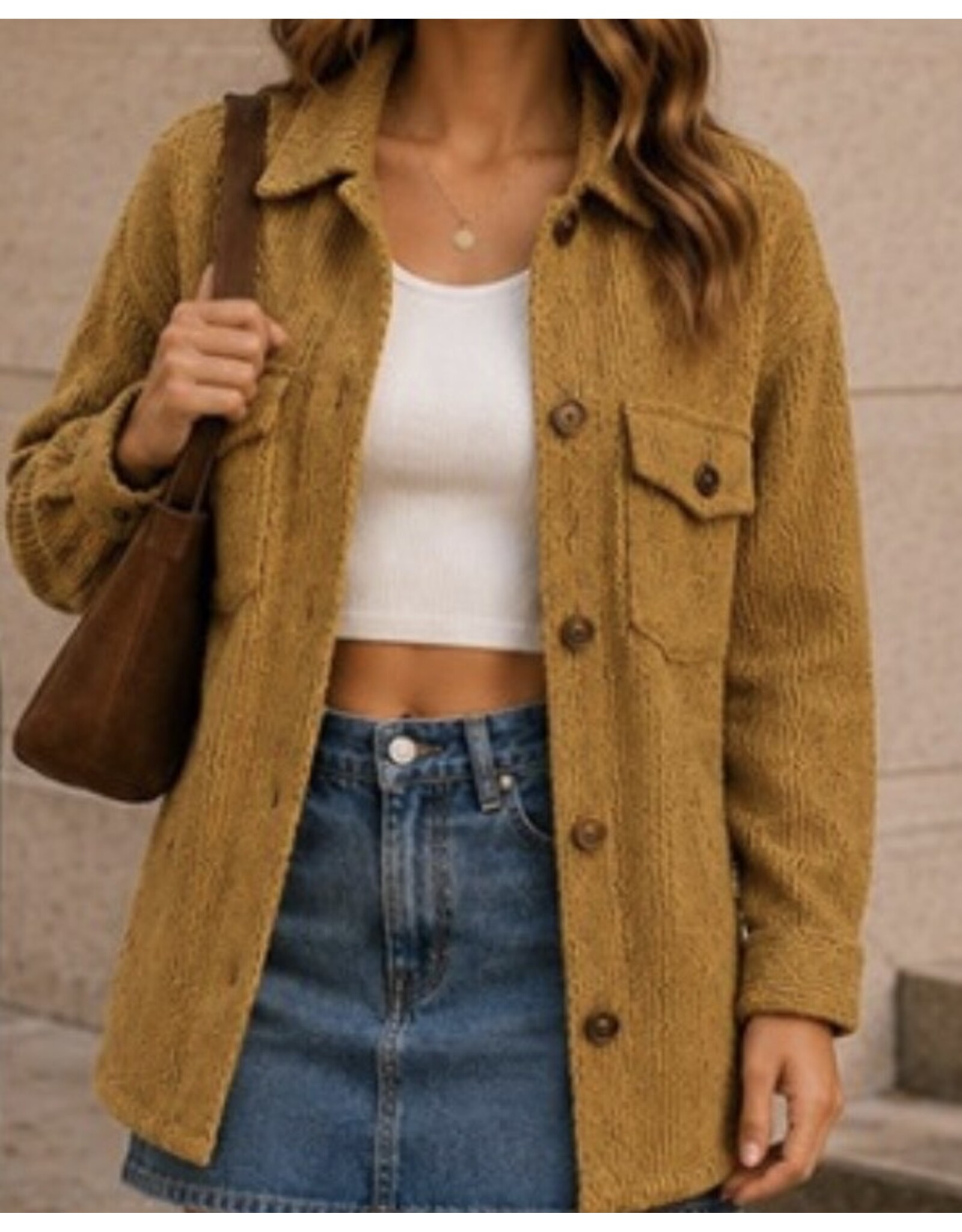 Brushed Waffle Oversized Shacket