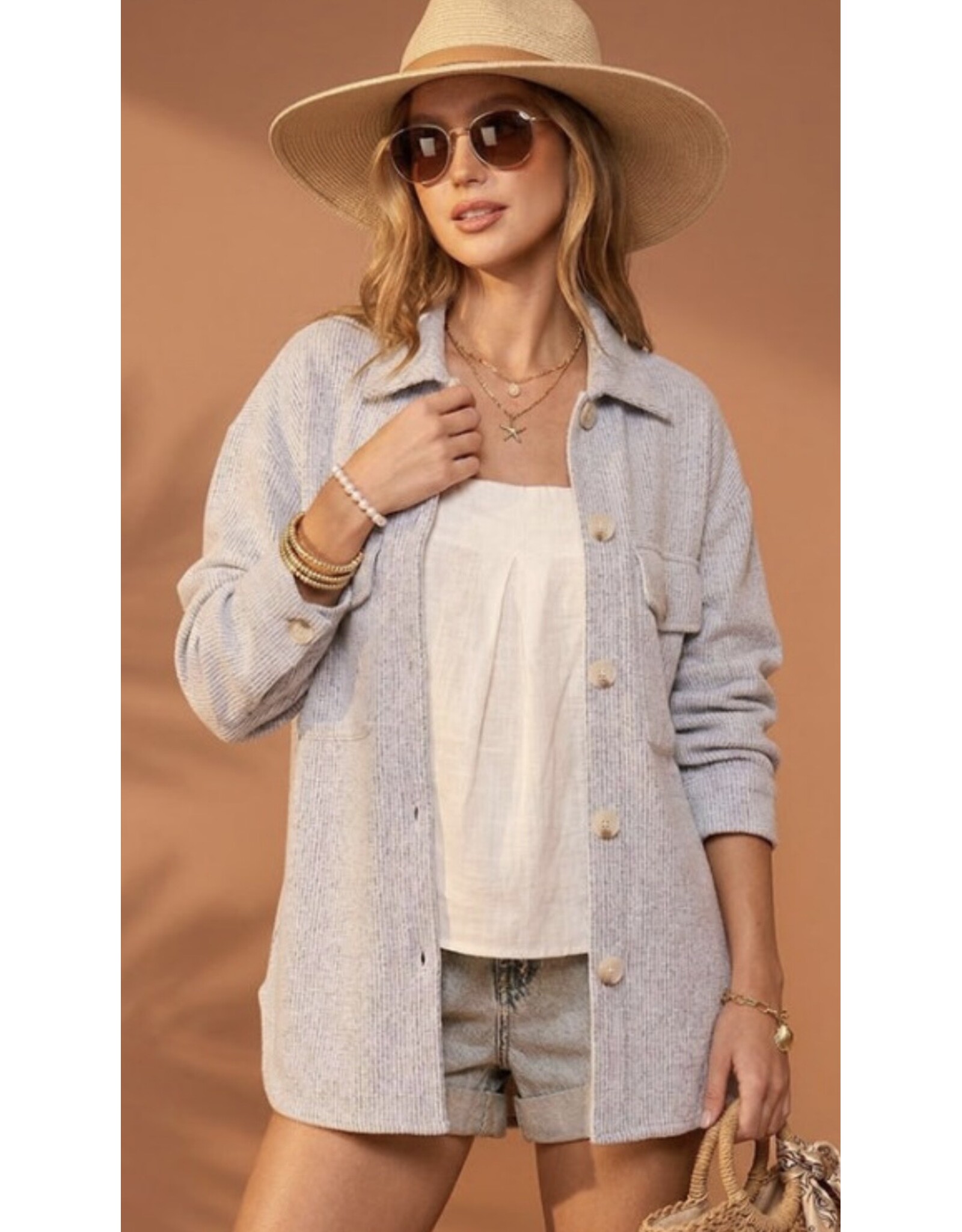 Brushed Waffle Oversized Shacket