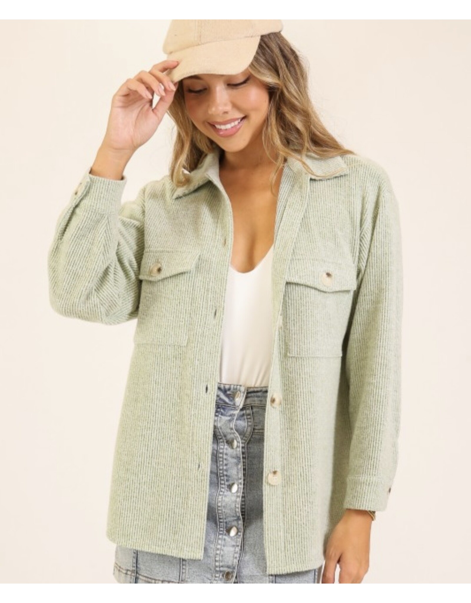Brushed Waffle Oversized Shacket