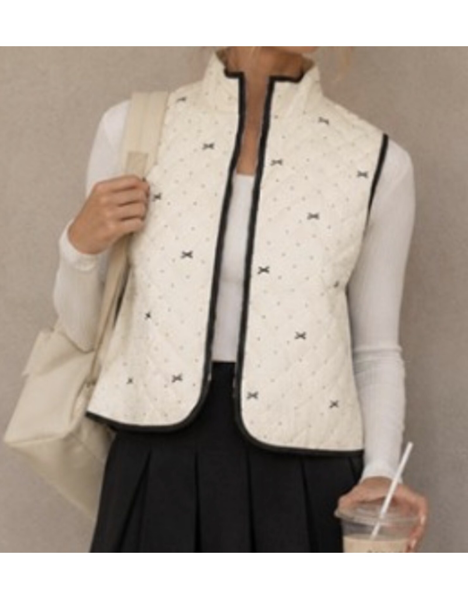 Bow Polka Dot Quilted Vest