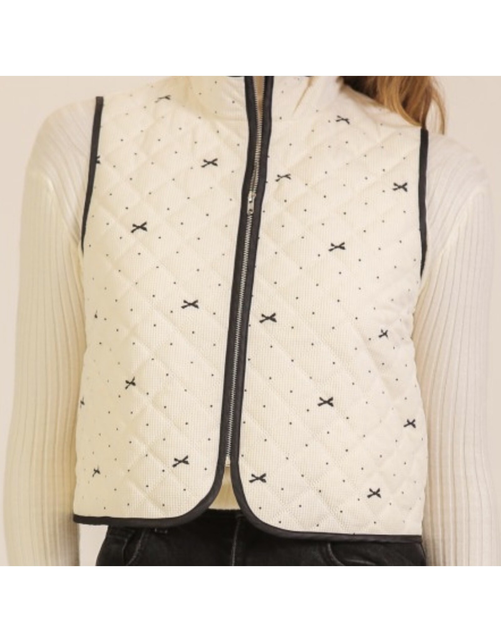 Bow Polka Dot Quilted Vest