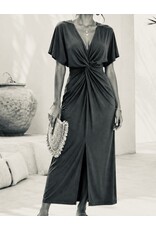 Black twist front maxi dress