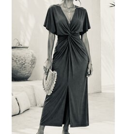 Black twist front maxi dress