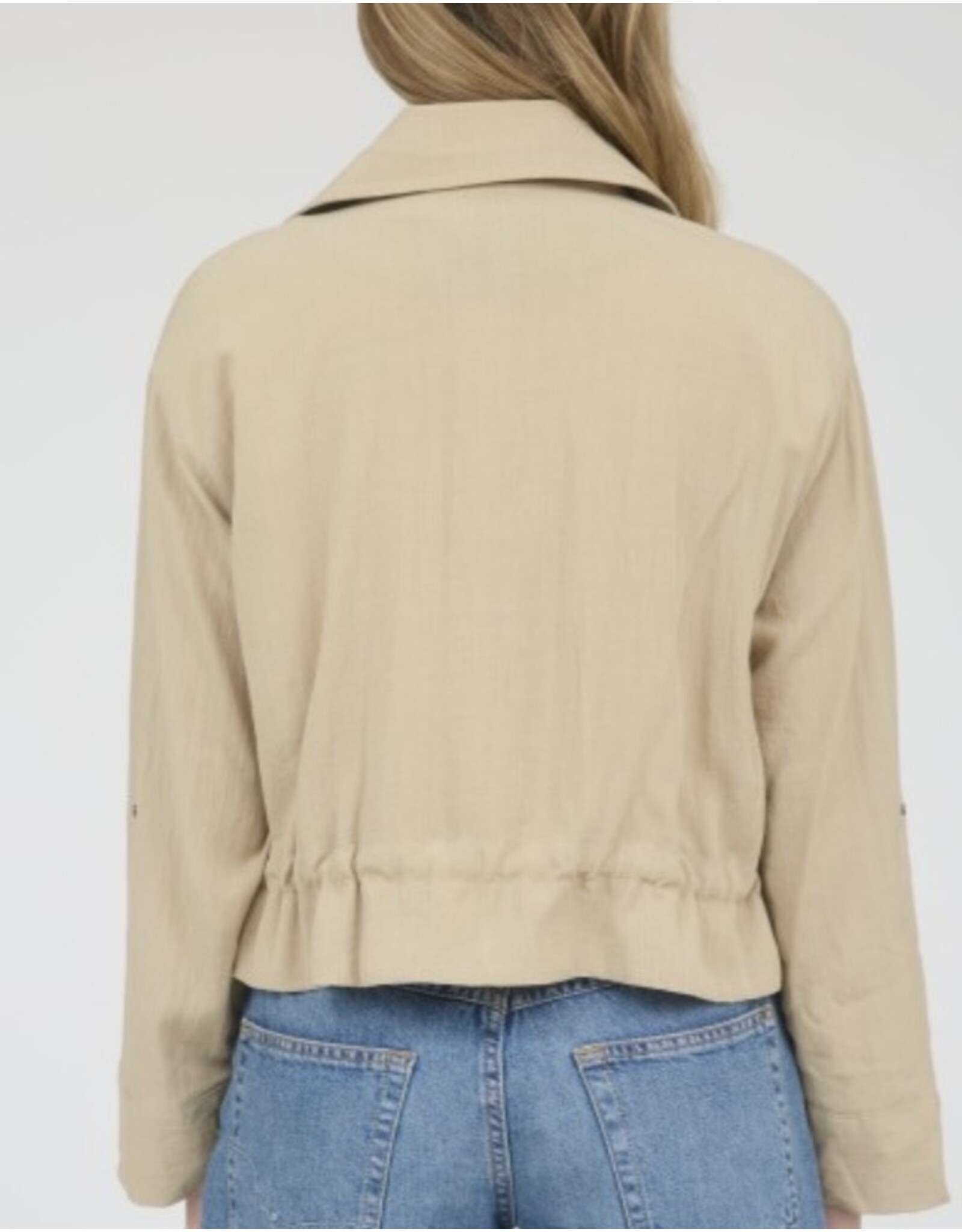 Drawstring waist jacket, collared