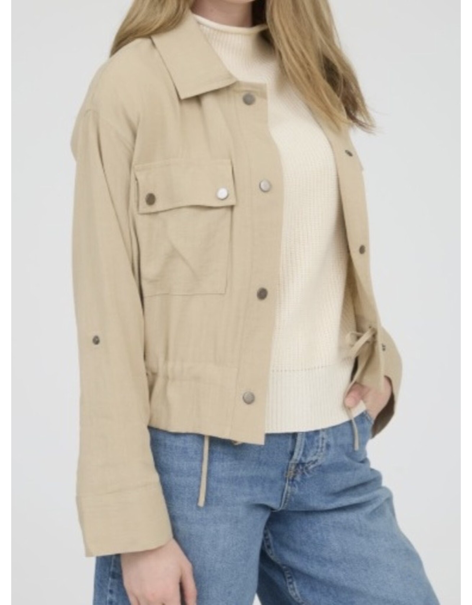 Drawstring waist jacket, collared