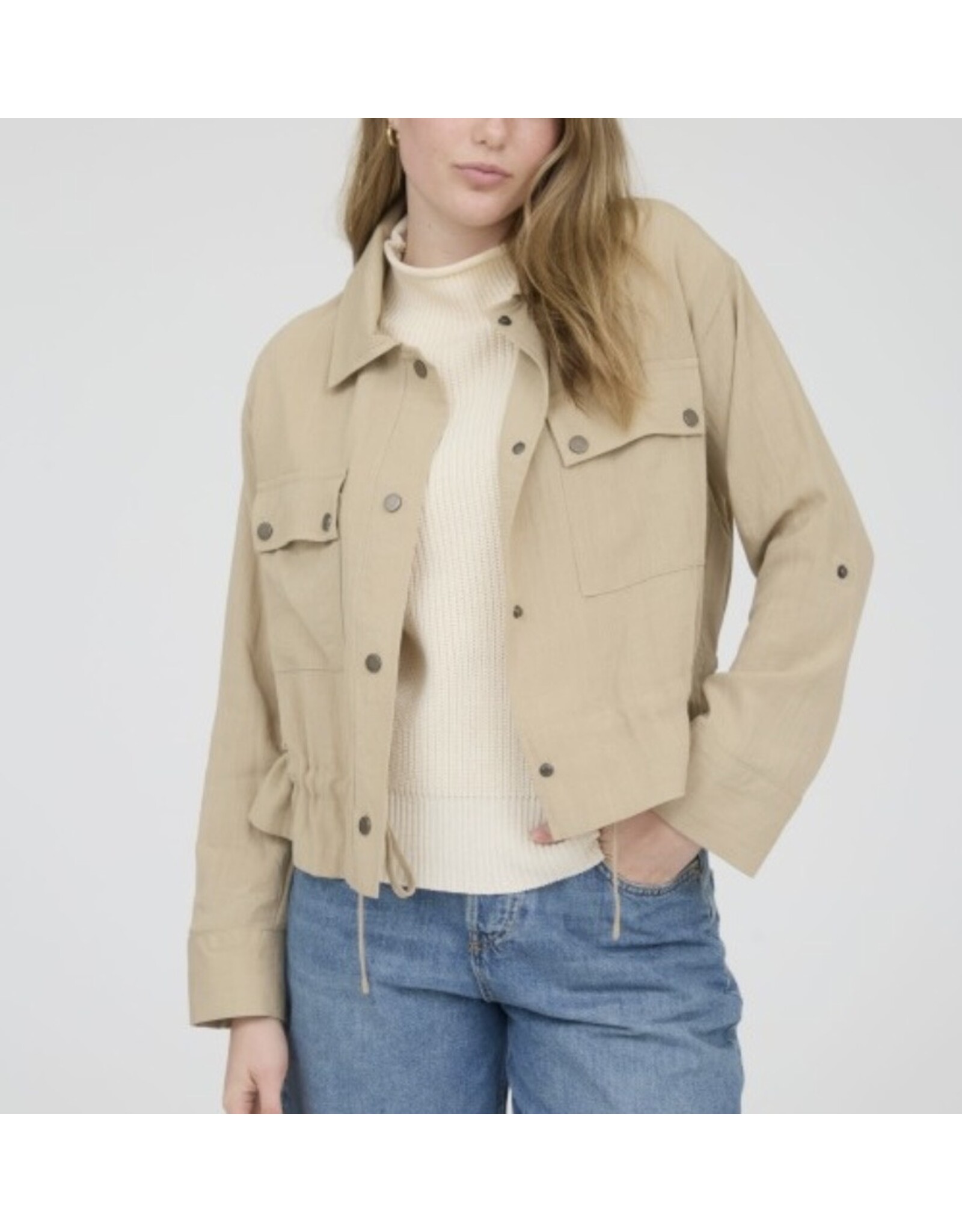 Drawstring waist jacket, collared