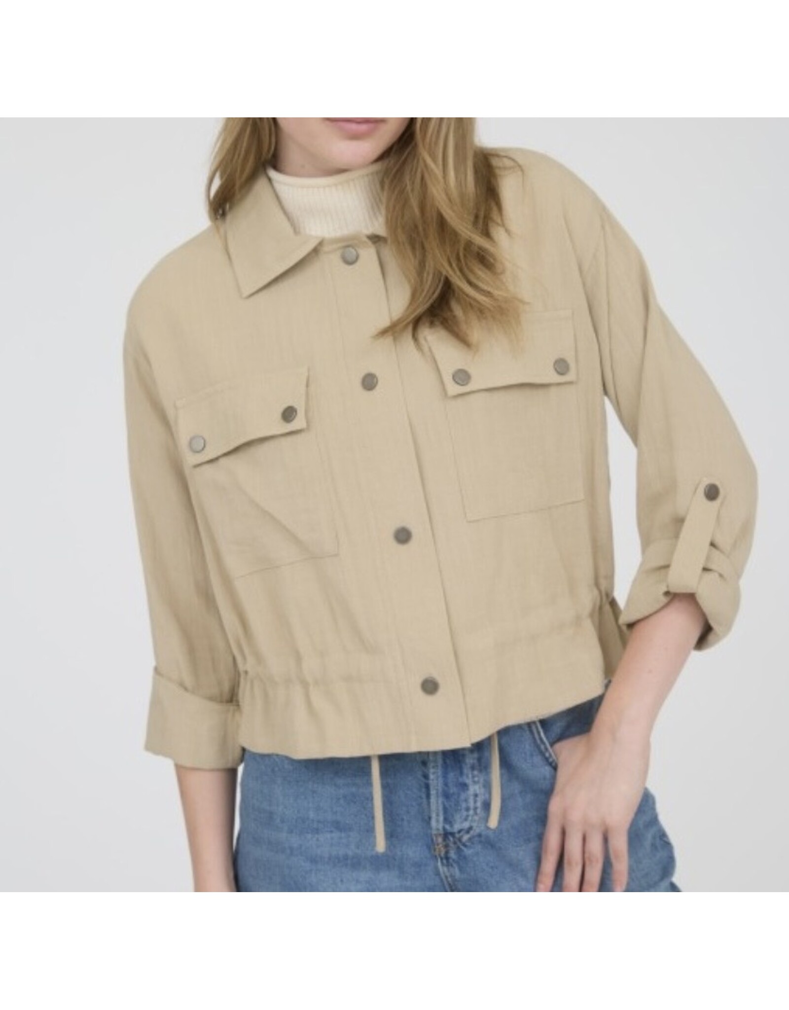 Drawstring waist jacket, collared