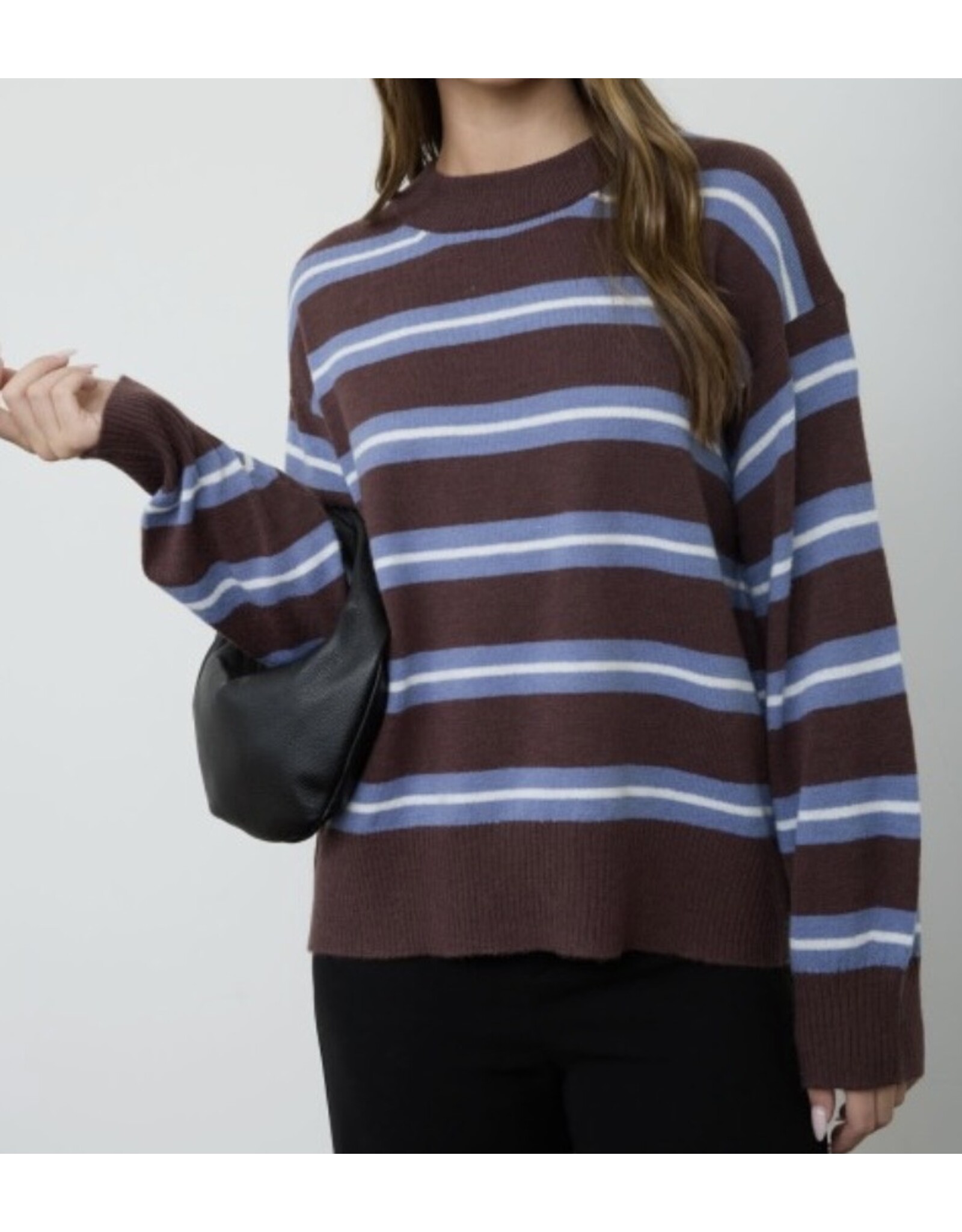 Multi stripe knit pullover sweater