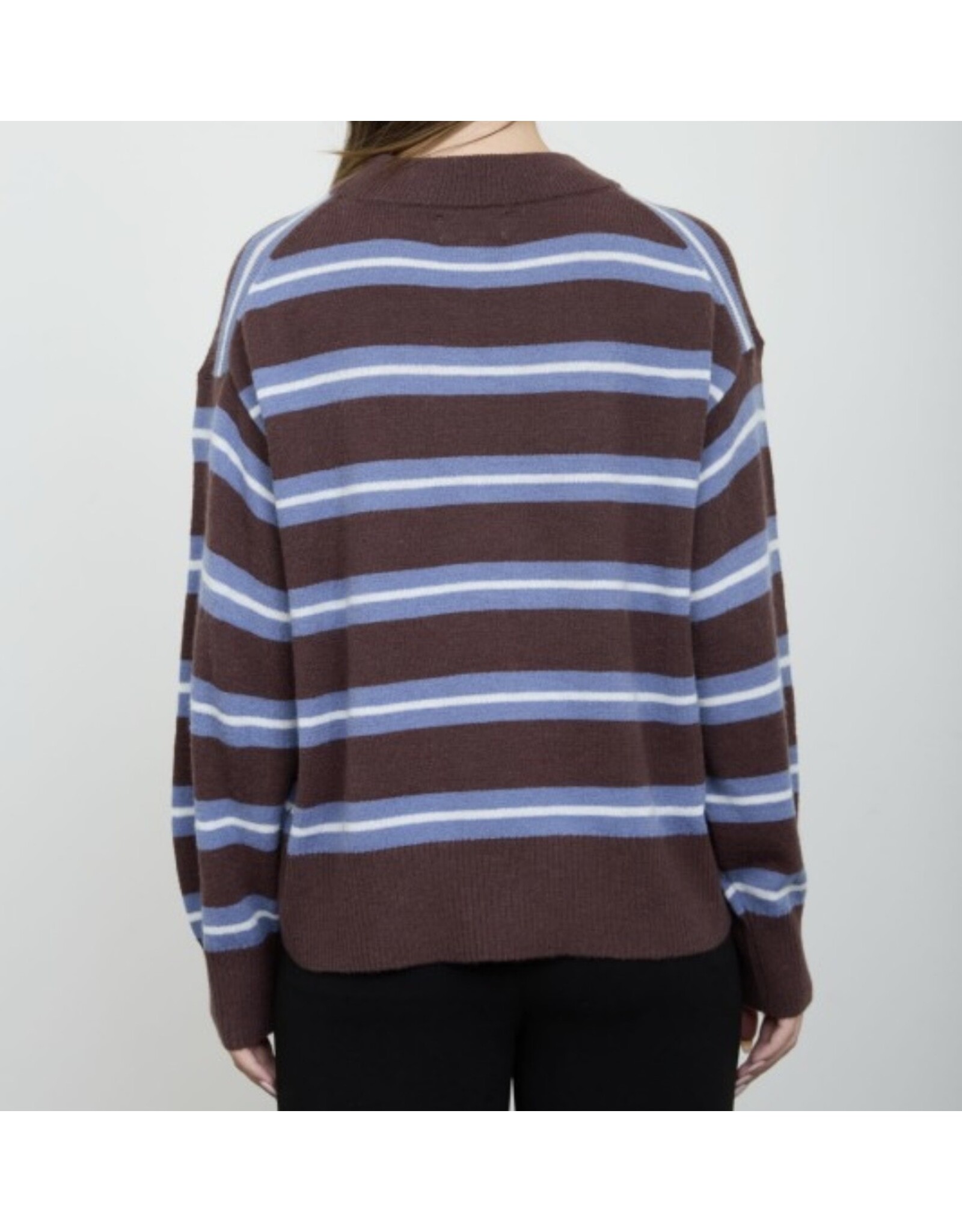 Multi stripe knit pullover sweater