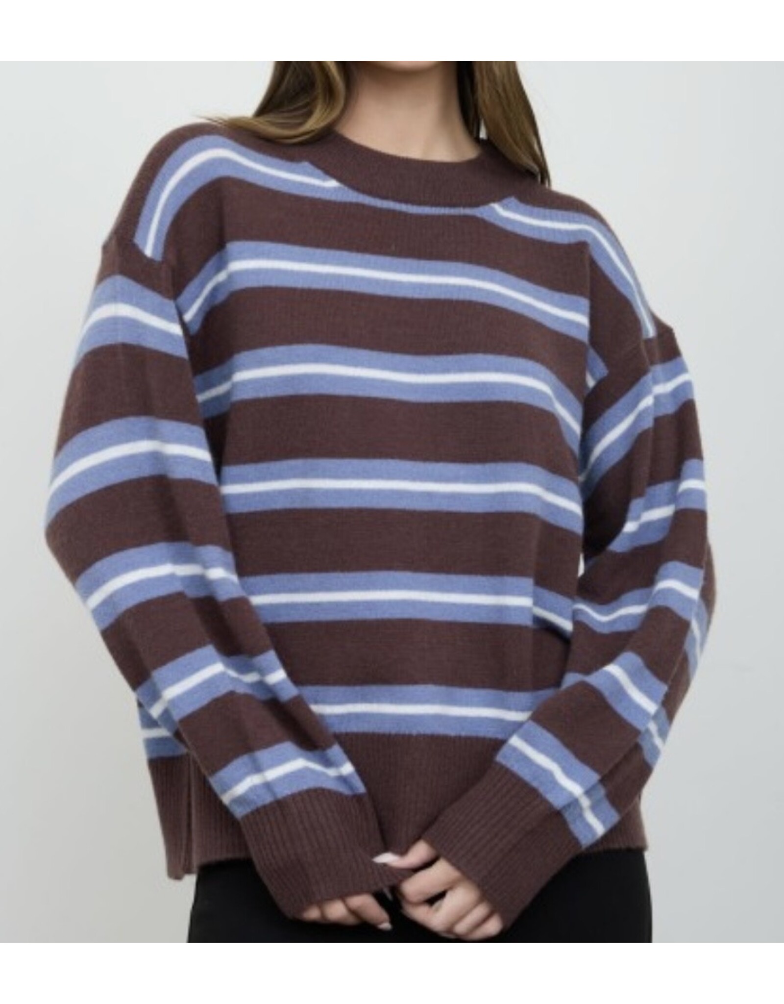 Multi stripe knit pullover sweater