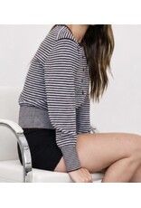 Stripe ribbed hem cardigan