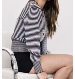 Stripe ribbed hem cardigan