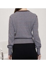 Stripe ribbed hem cardigan