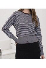 Stripe ribbed hem cardigan