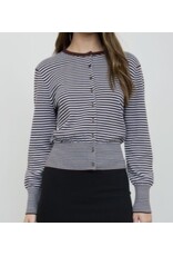 Stripe ribbed hem cardigan