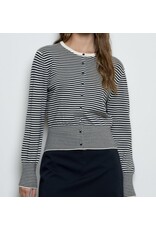 Stripe ribbed hem cardigan