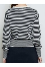Stripe ribbed hem cardigan