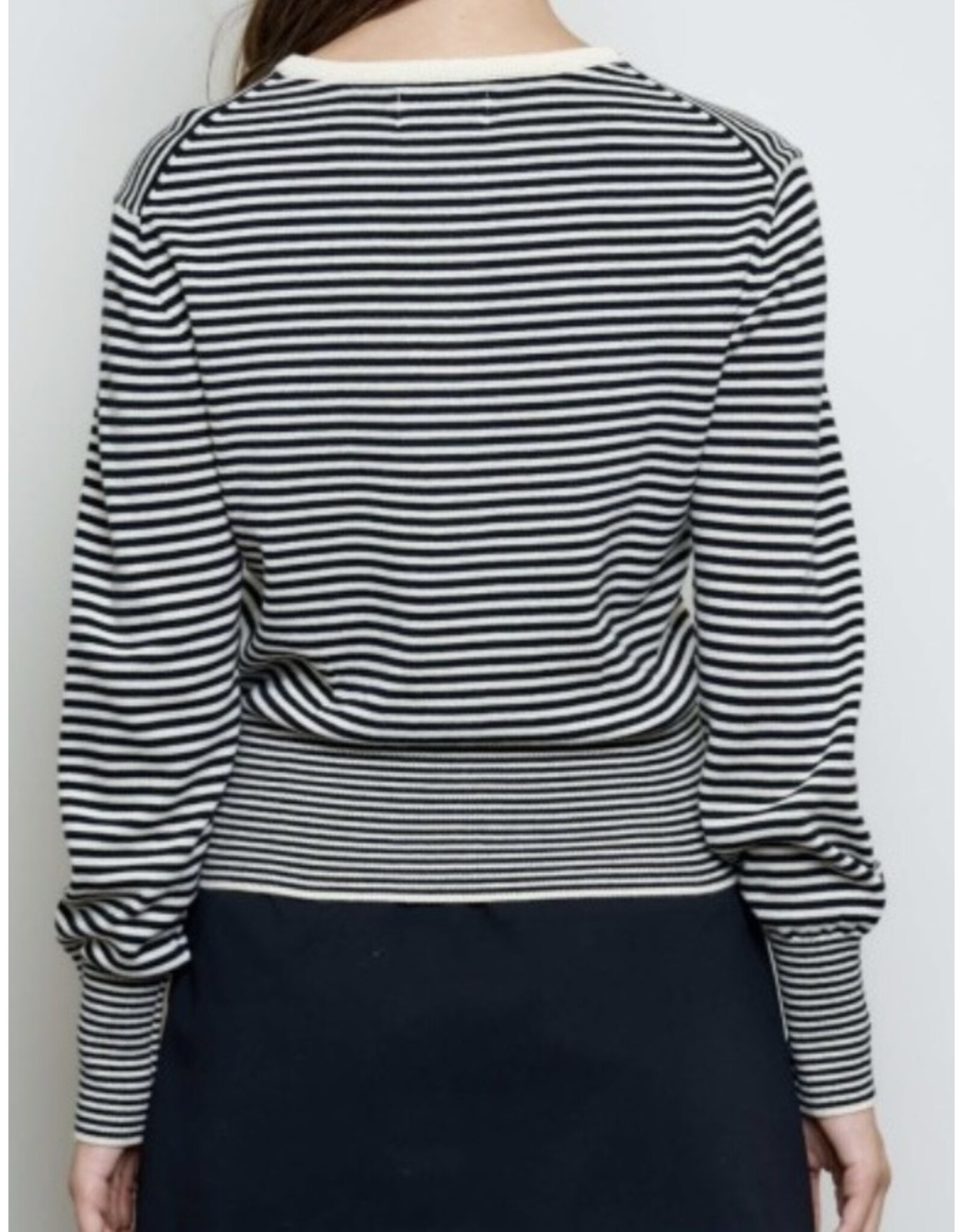 Stripe ribbed hem cardigan
