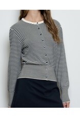 Stripe ribbed hem cardigan