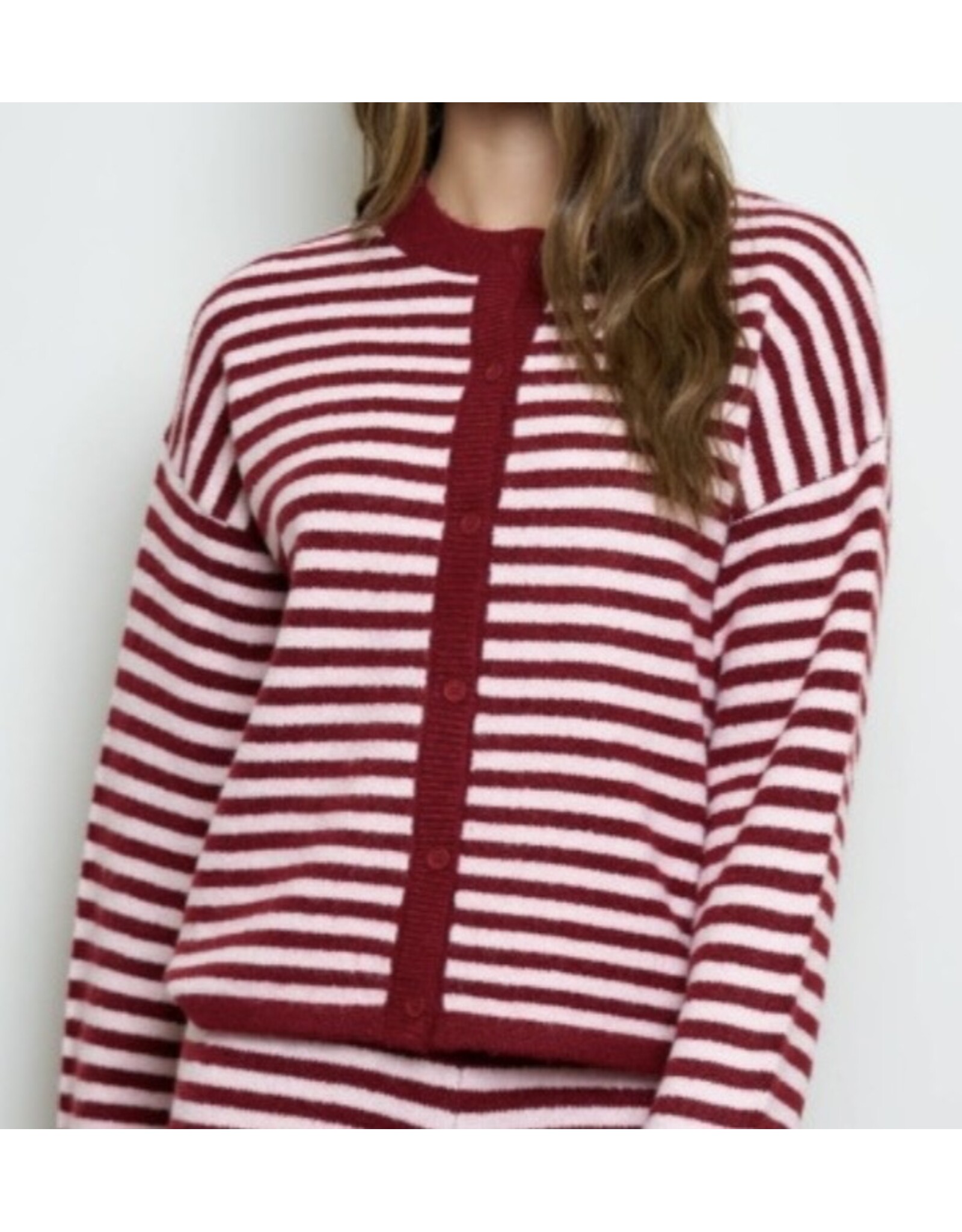 Stripe button down contrast cardigan