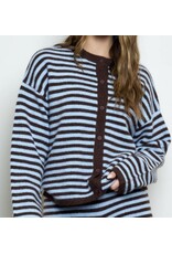 Stripe button down contrast cardigan
