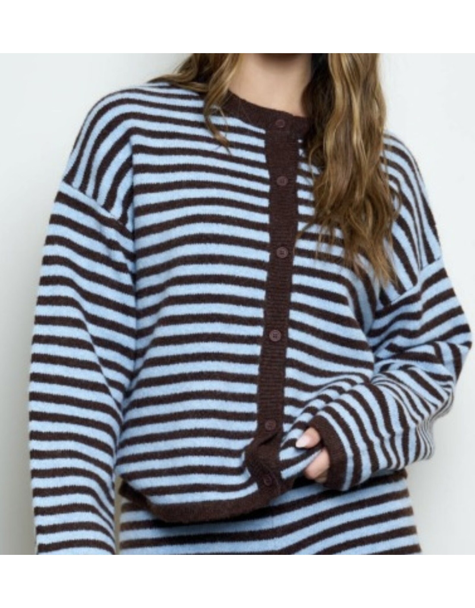 Stripe button down contrast cardigan