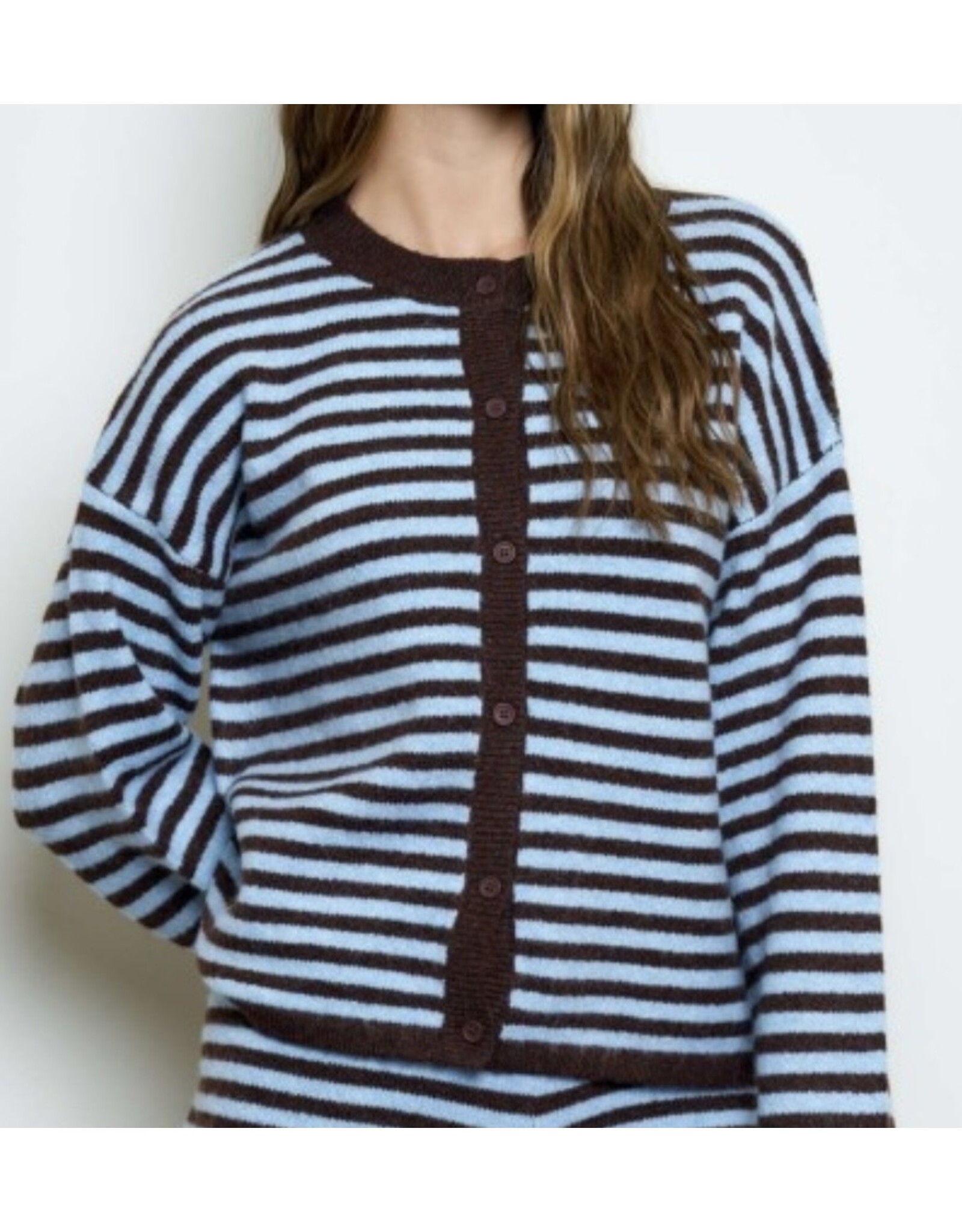 Stripe button down contrast cardigan
