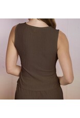 Mock button sleeveless knit top