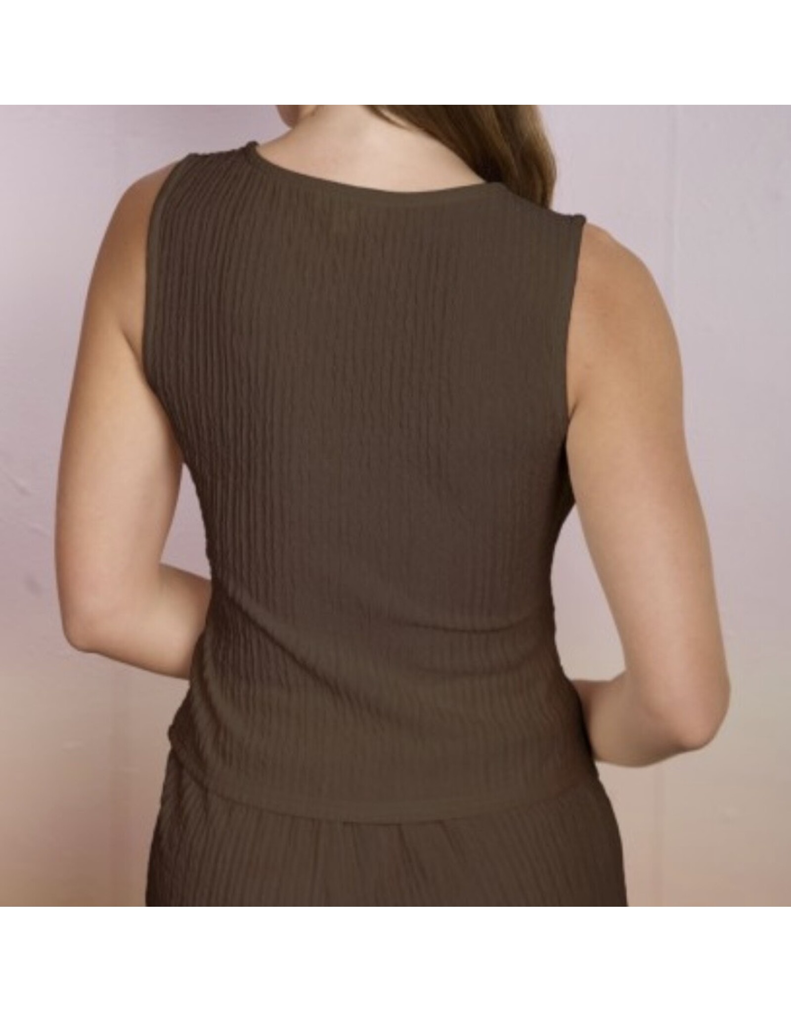 Mock button sleeveless knit top