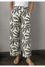 Leaf print linen pants
