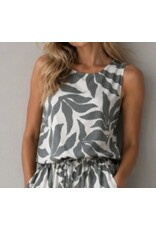 Leaf print drawstring top