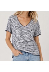 Stripe knit scoop neck tee