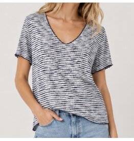 Stripe knit scoop neck tee