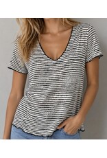 Stripe knit scoop neck tee