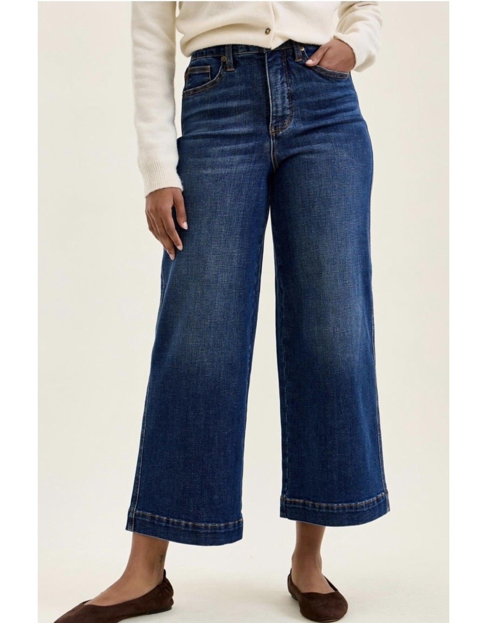Judy Blue JB Claudia HW TC Dk Ankle Wide Jeans