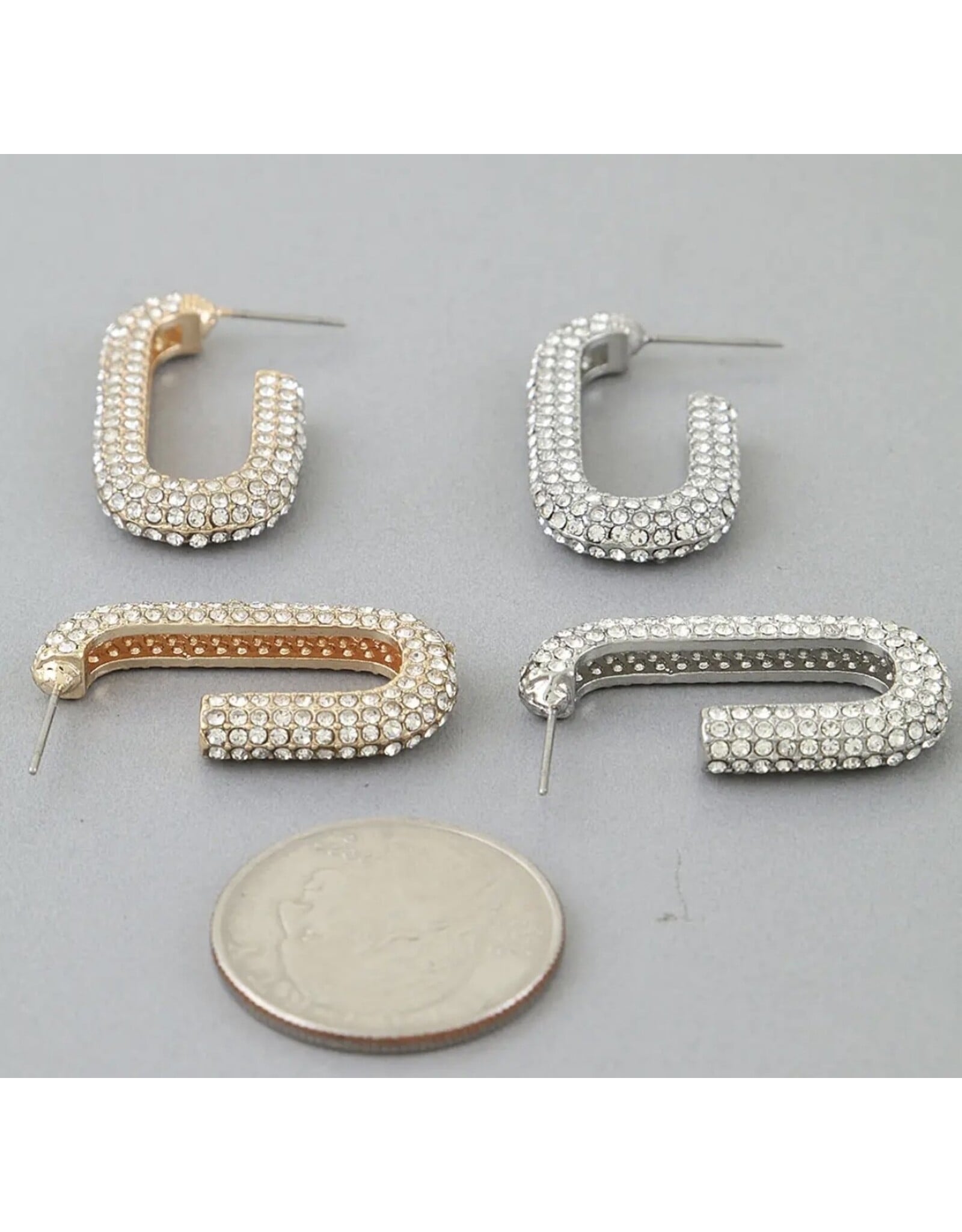 Bejeweled Link Chain Hoop Earrings