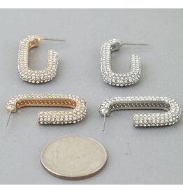 Bejeweled Link Chain Hoop Earrings