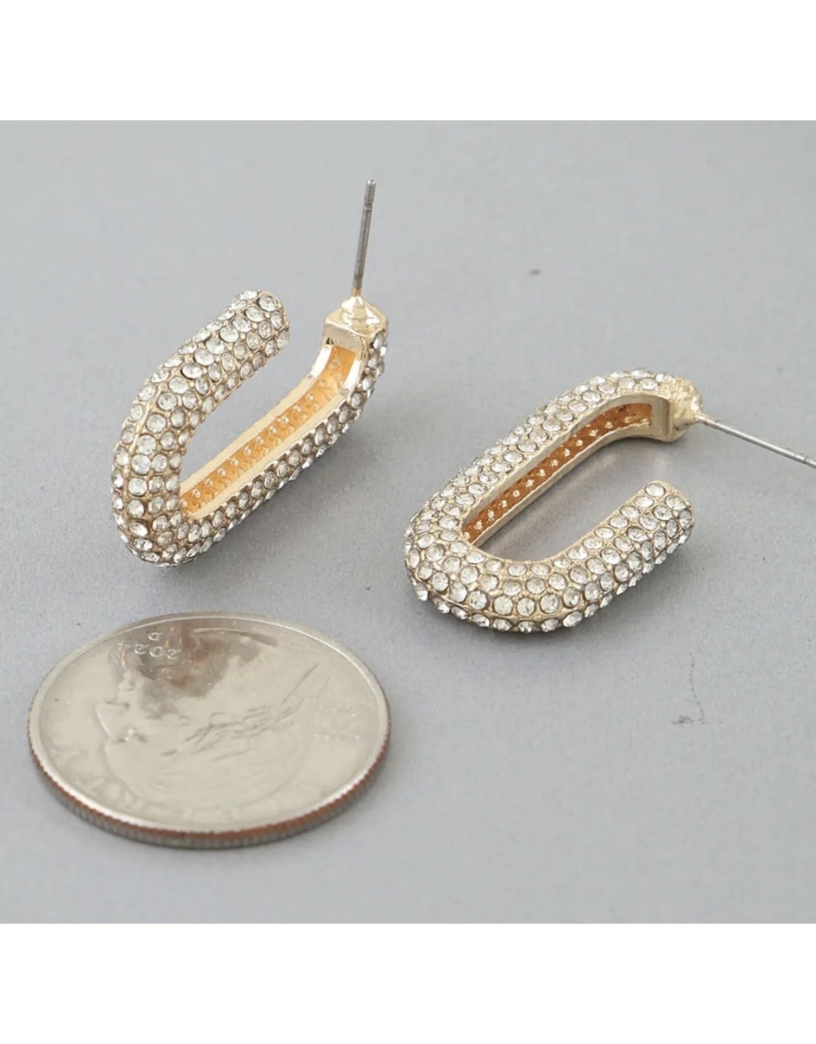 Bejeweled Link Chain Hoop Earrings