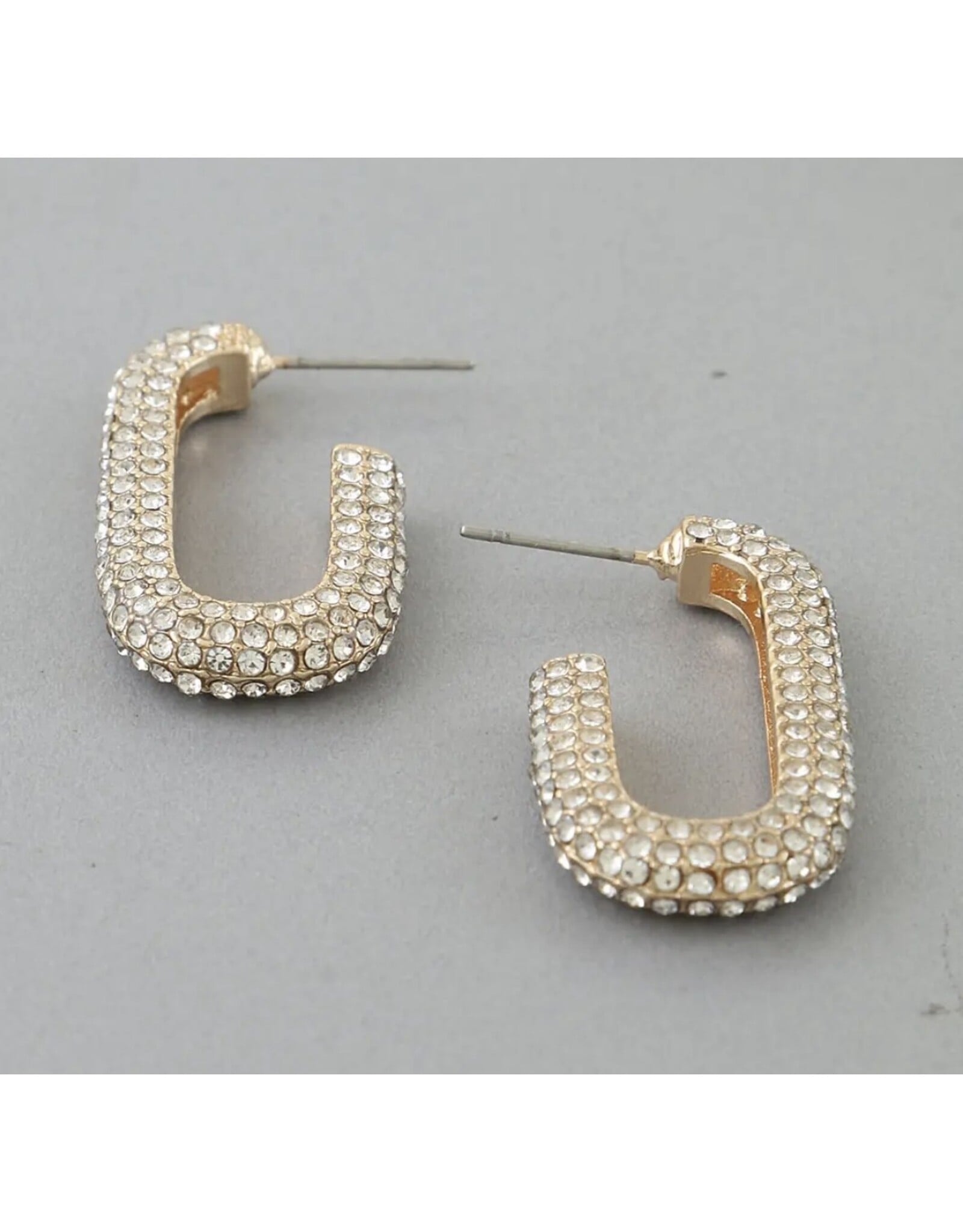 Bejeweled Link Chain Hoop Earrings