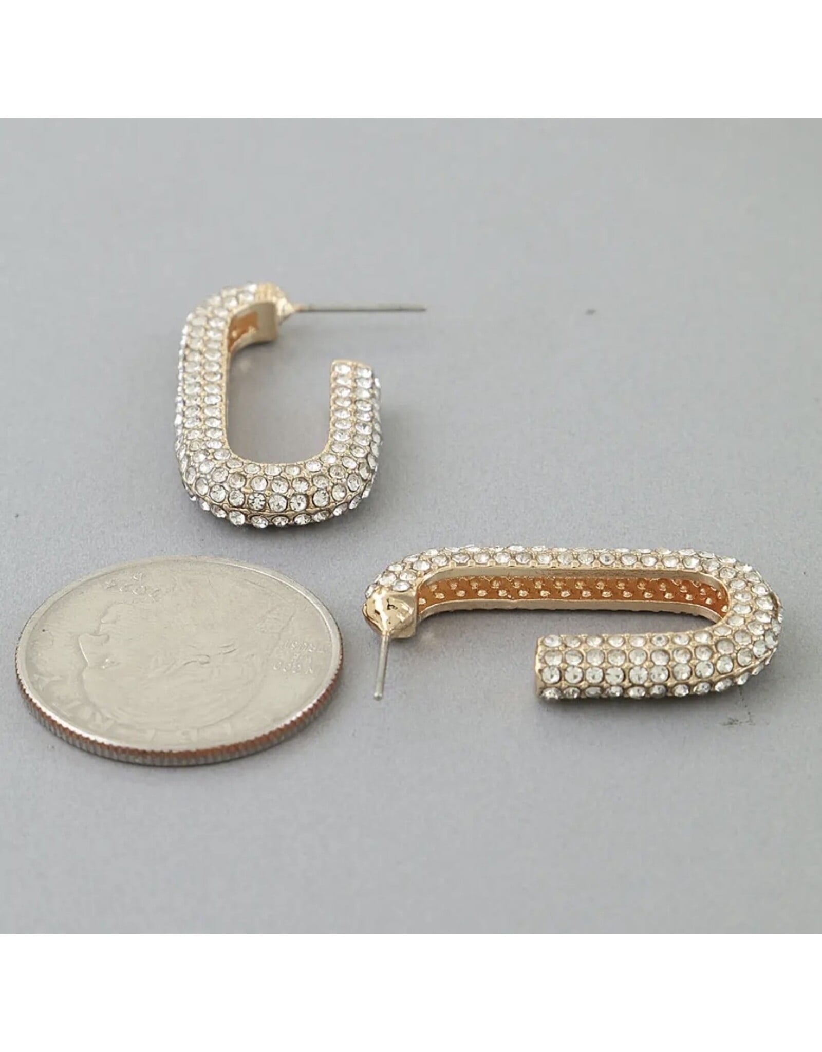 Bejeweled Link Chain Hoop Earrings
