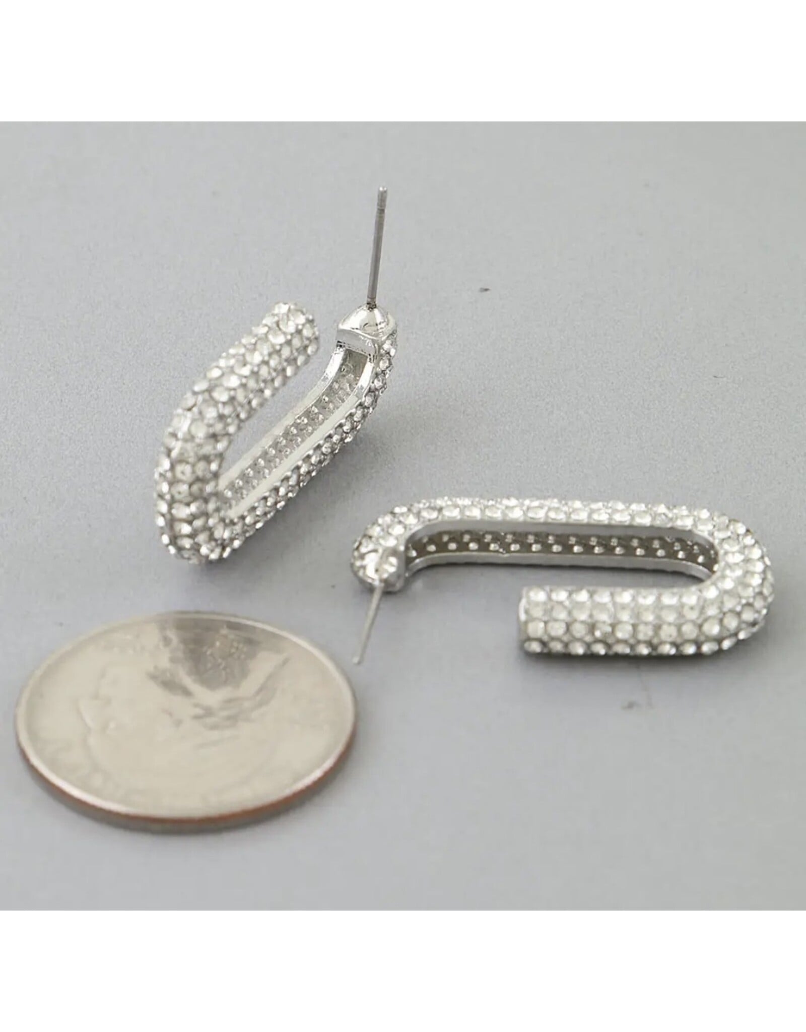 Bejeweled Link Chain Hoop Earrings