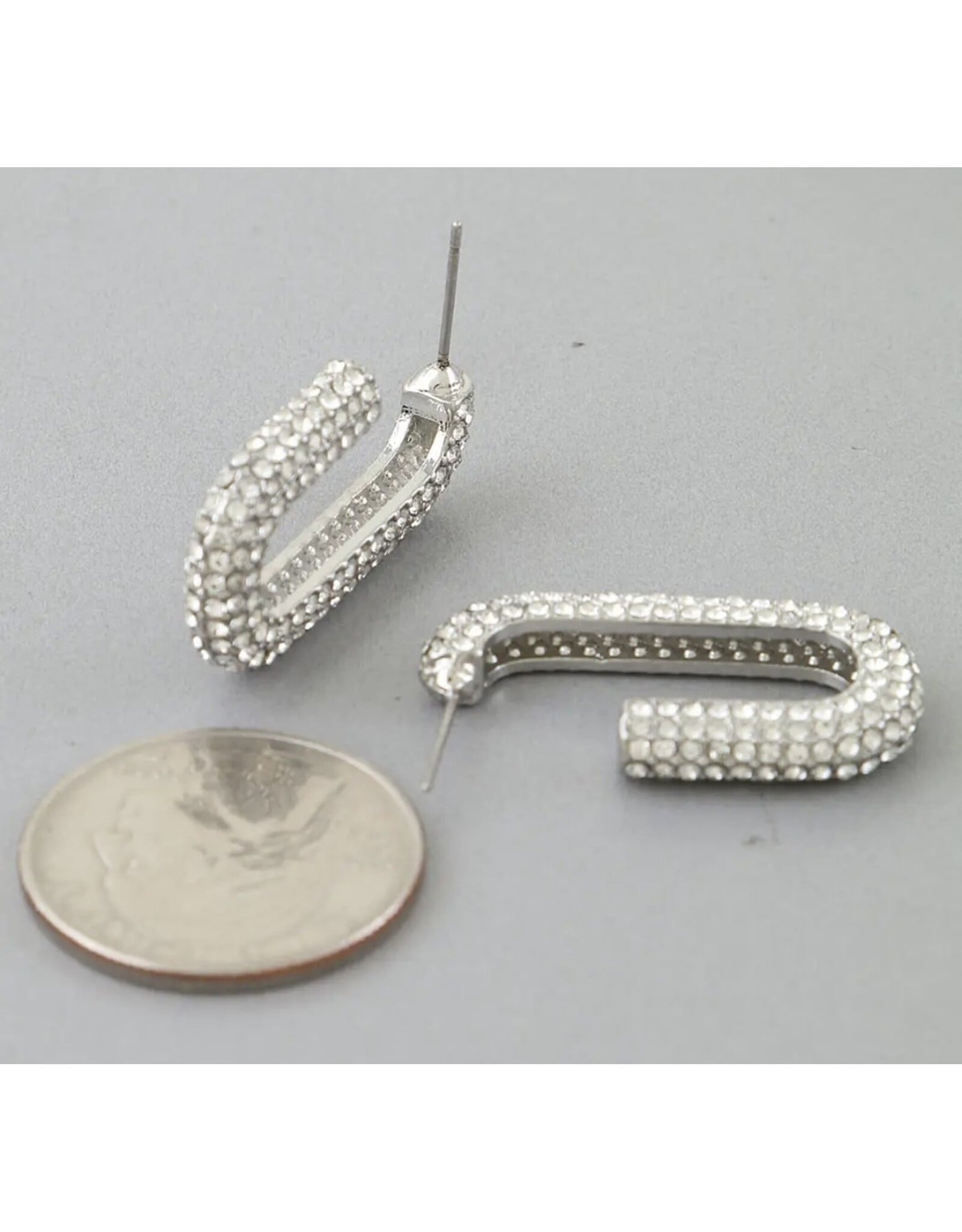 Bejeweled Link Chain Hoop Earrings