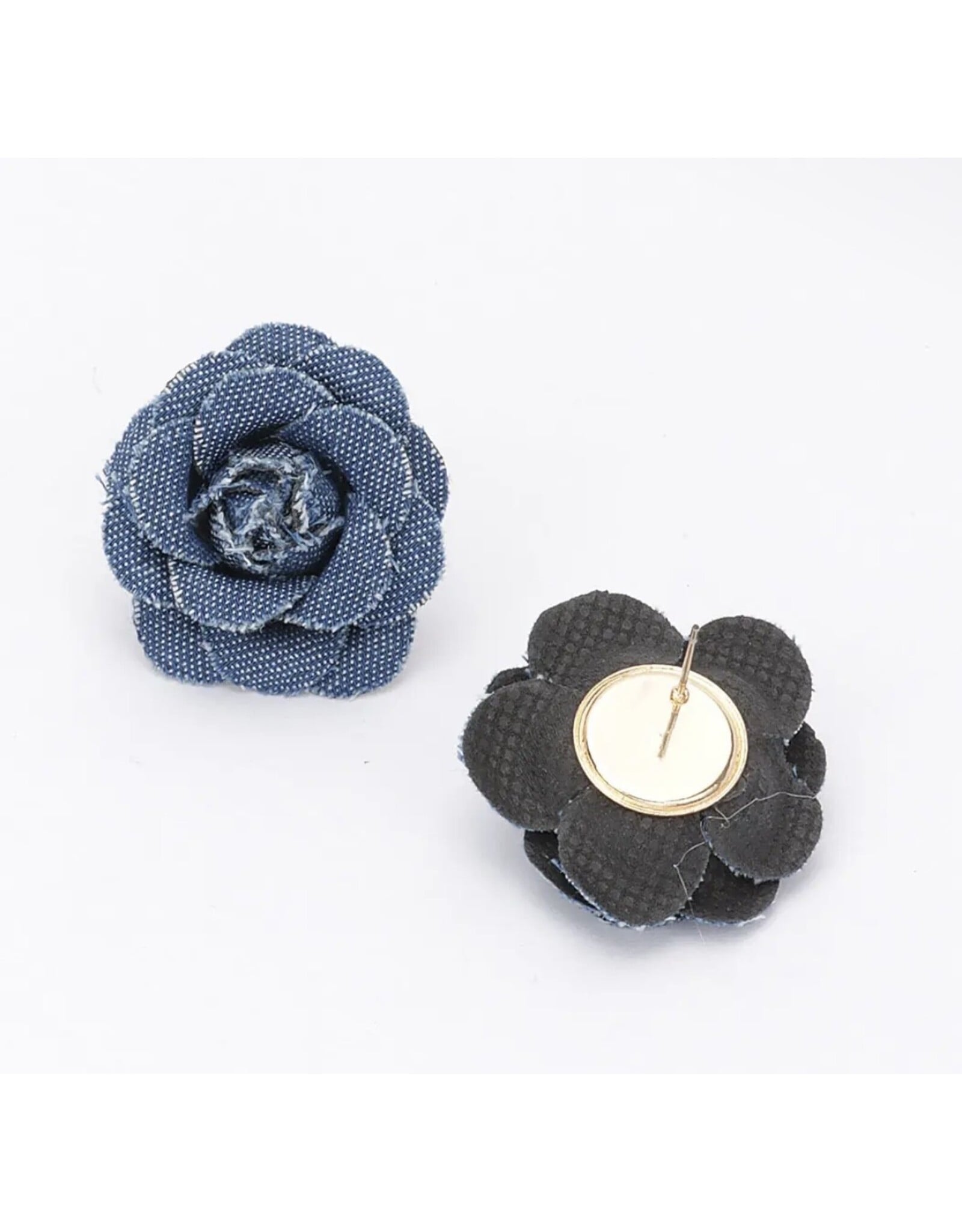 Denim Flower Earrings