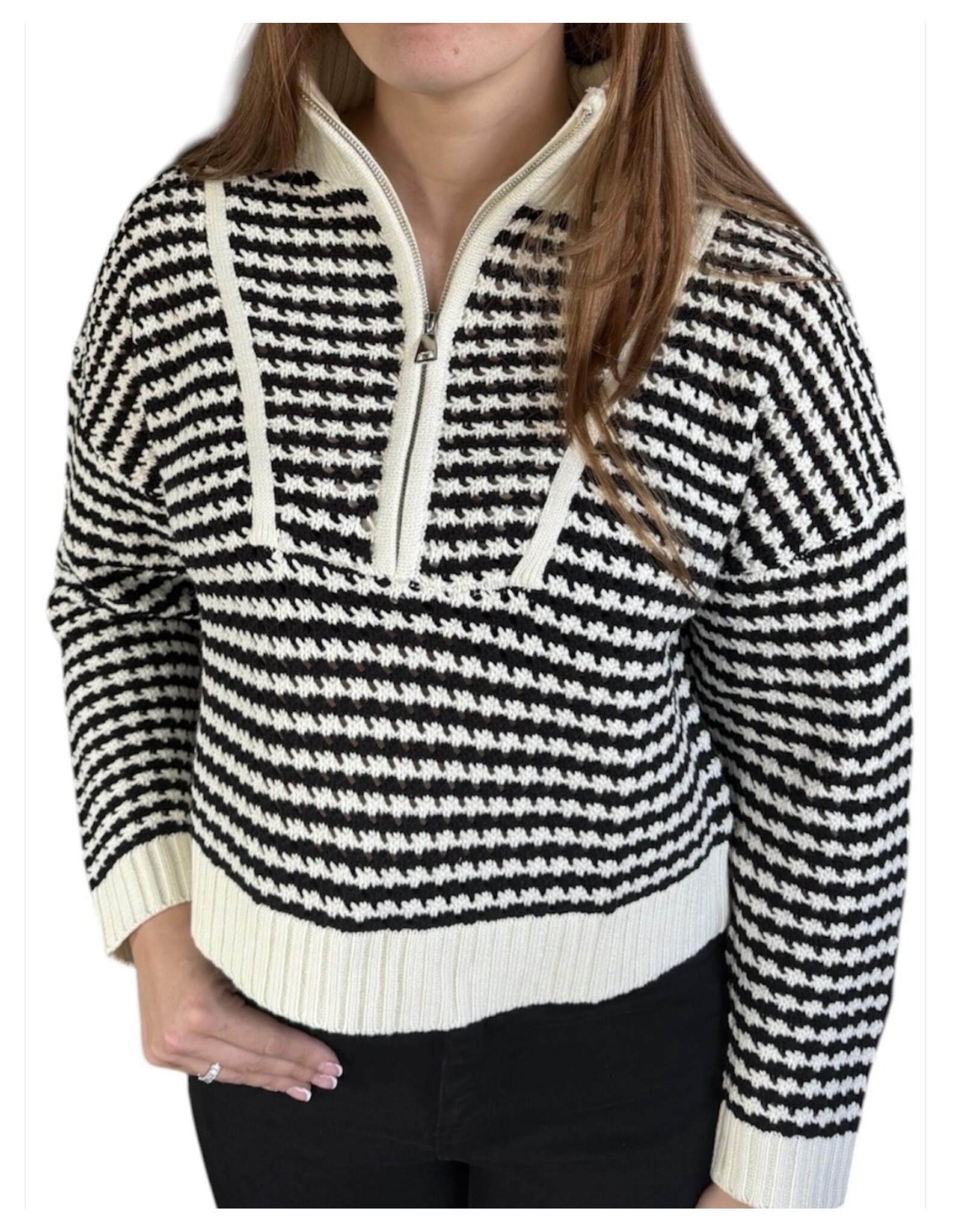 Elan Elan 1/4 zip black/white sweater