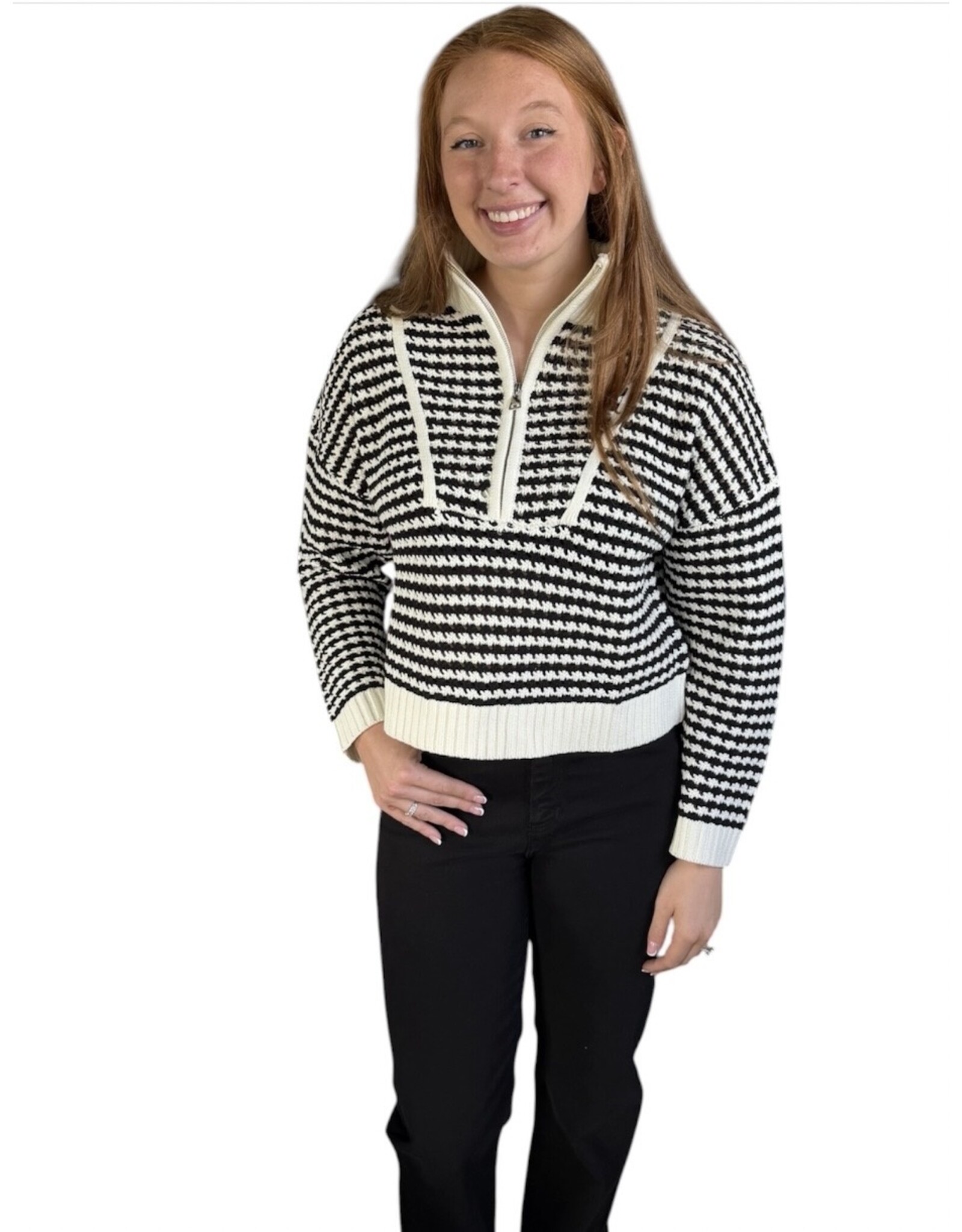 Elan Elan 1/4 zip black/white sweater
